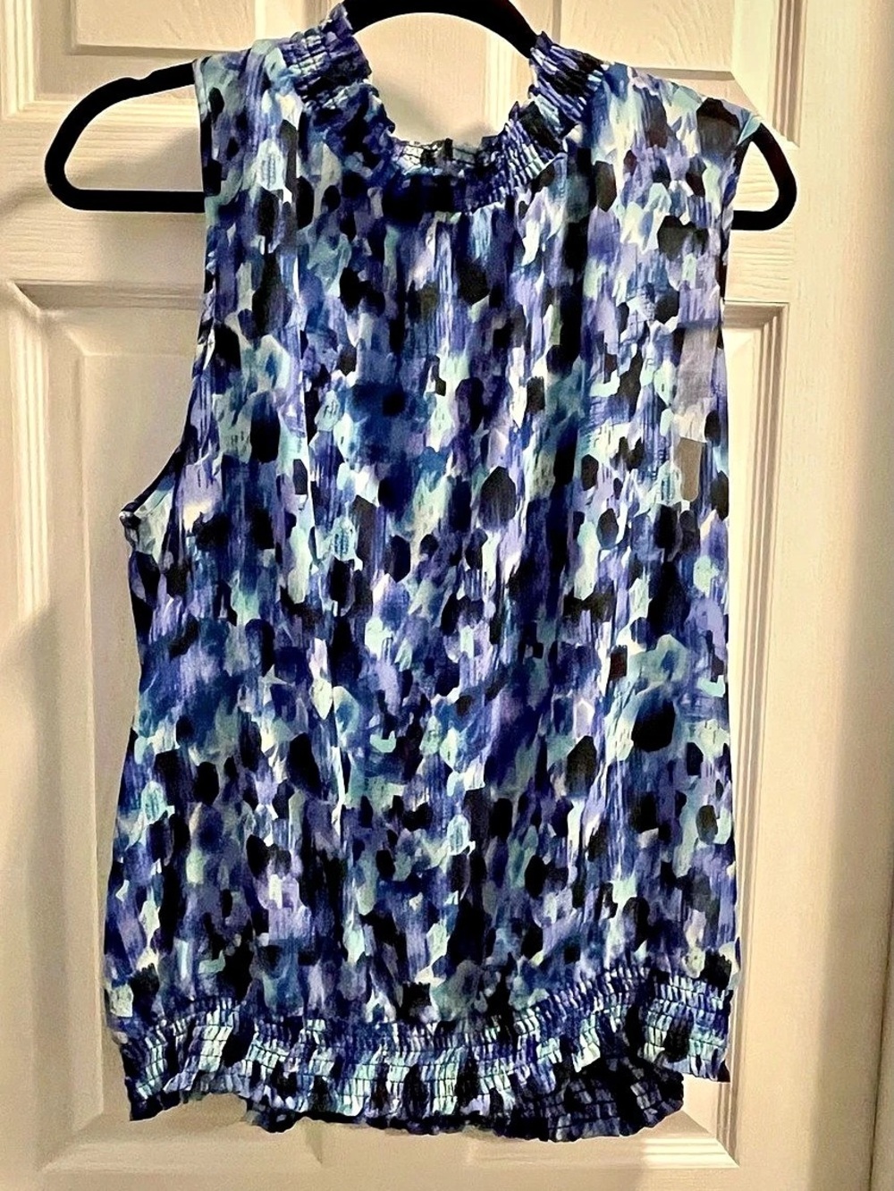 SEBER Abstract Sleeveless Top in Blue & Purple Size XL Like New